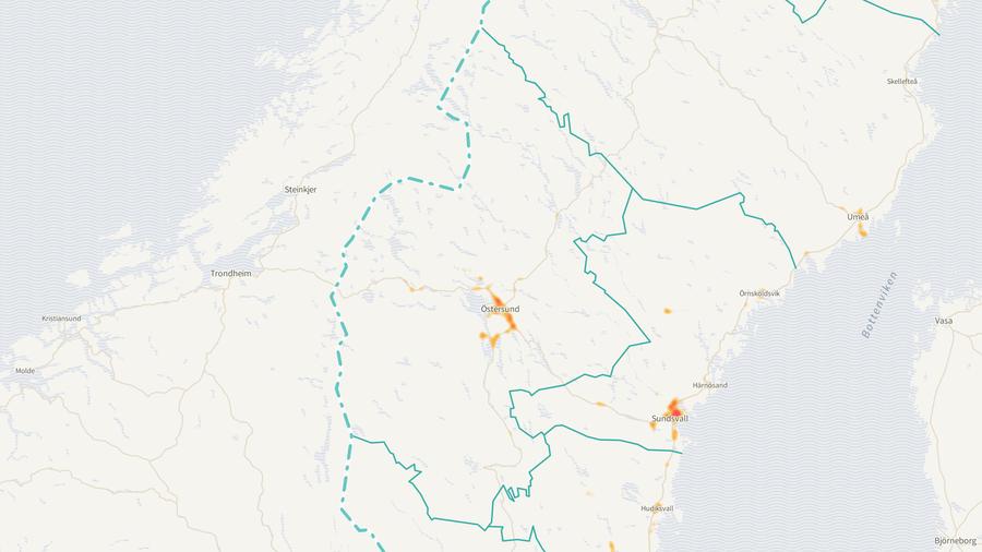 Viltolyckornas fördelning i Jämtlands län