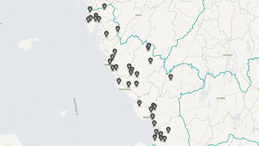 Punktkarta över olyckor i länet