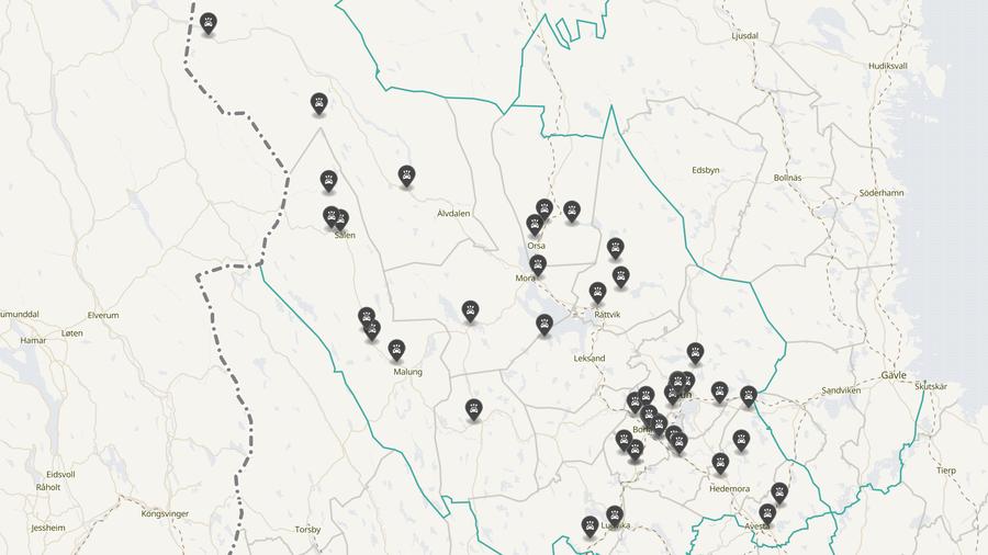 Punktkarta över olyckor i länet