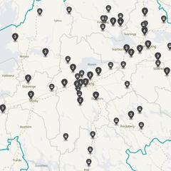 Punktkarta över olyckor i länet
