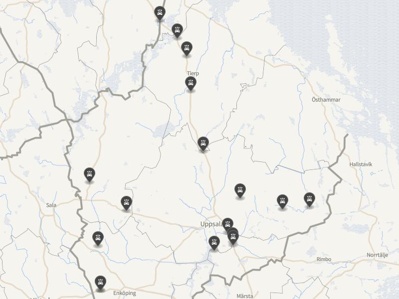 Punktkarta över olyckor i länet