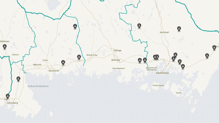 Punktkarta över olyckor i länet