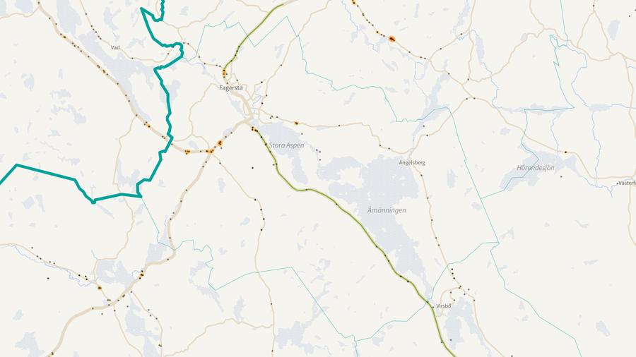 Viltolyckornas fördelning i Fagersta kommun