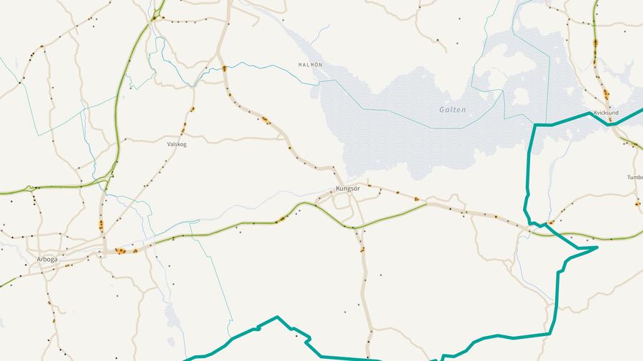 Viltolyckornas fördelning i Kungsörs kommun
