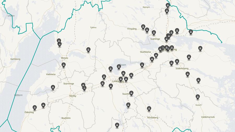 Punktkarta över olyckor i länet