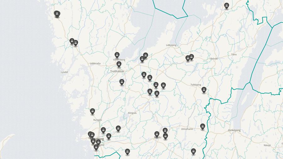 Punktkarta över olyckor i länet