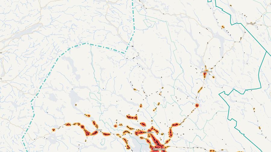 Viltolyckornas fördelning i Krokoms kommun