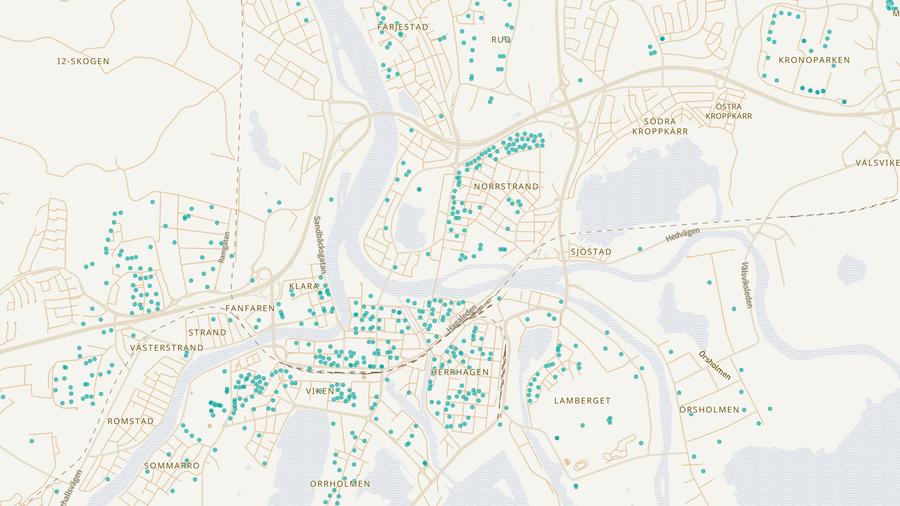 Punktkarta över skyddsrum
