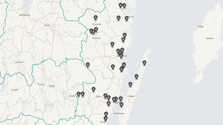 Punktkarta över olyckor i länet