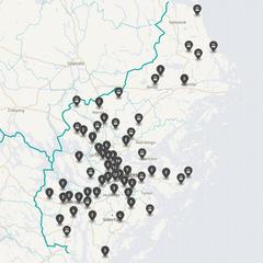 Punktkarta över olyckor i länet