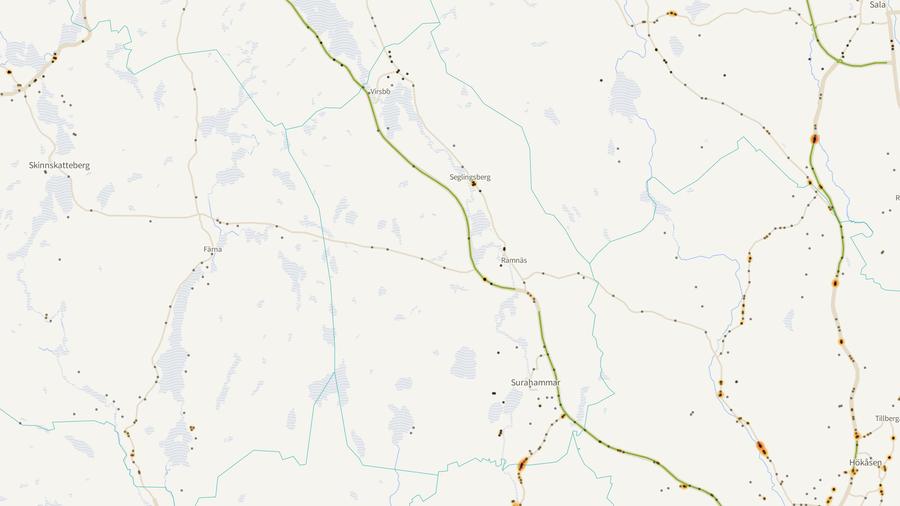 Viltolyckornas fördelning i Surahammars kommun