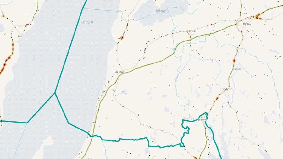 Viltolyckornas fördelning i Ödeshögs kommun