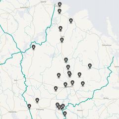 Punktkarta över olyckor i länet