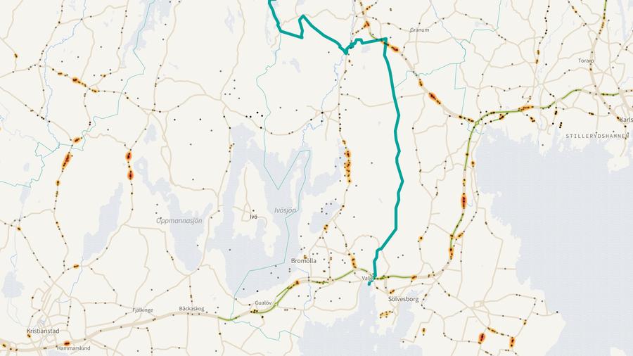 Viltolyckornas fördelning i Bromölla kommun