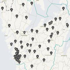 Punktkarta över olyckor i länet