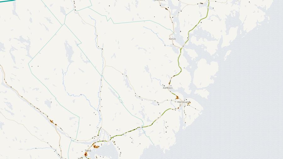Viltolyckornas fördelning i Härnösands kommun