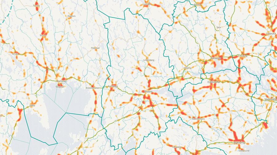 Viltolyckornas fördelning i Örebro län