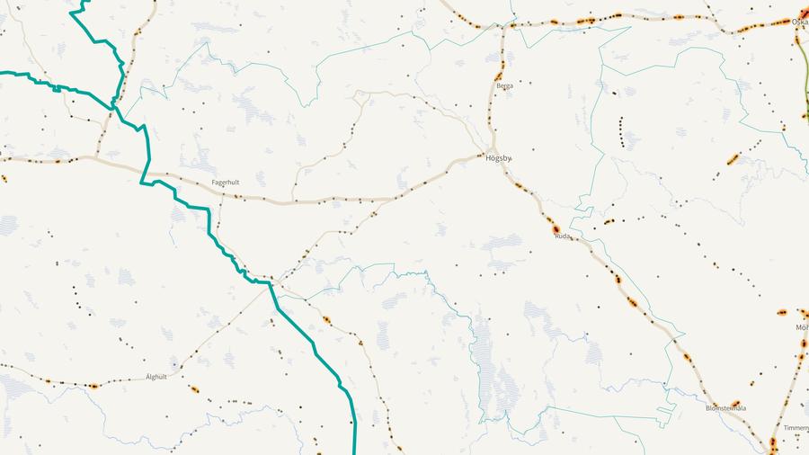 Viltolyckornas fördelning i Högsby kommun