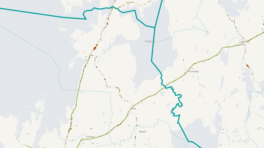 Viltolyckornas fördelning i Gullspångs kommun