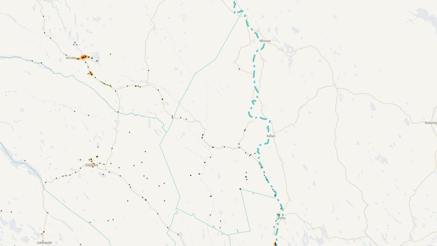 Viltolyckornas fördelning i Pajala kommun