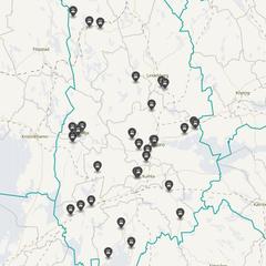 Punktkarta över olyckor i länet