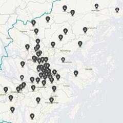 Punktkarta över olyckor i länet