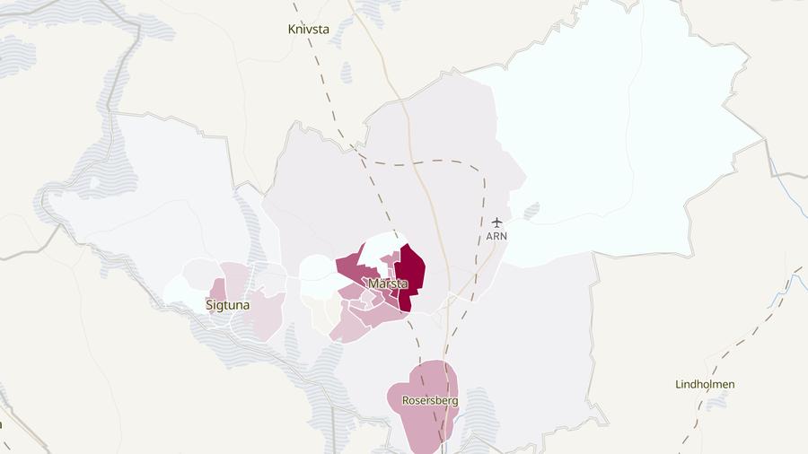 Karta över cykelstölder i Sigtuna kommun