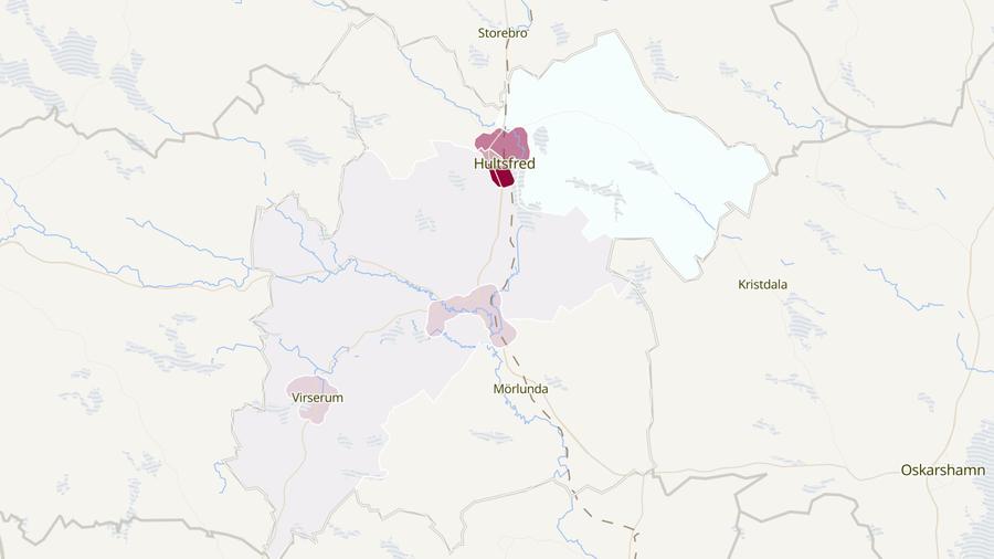 Karta över cykelstölder i Hultsfreds kommun