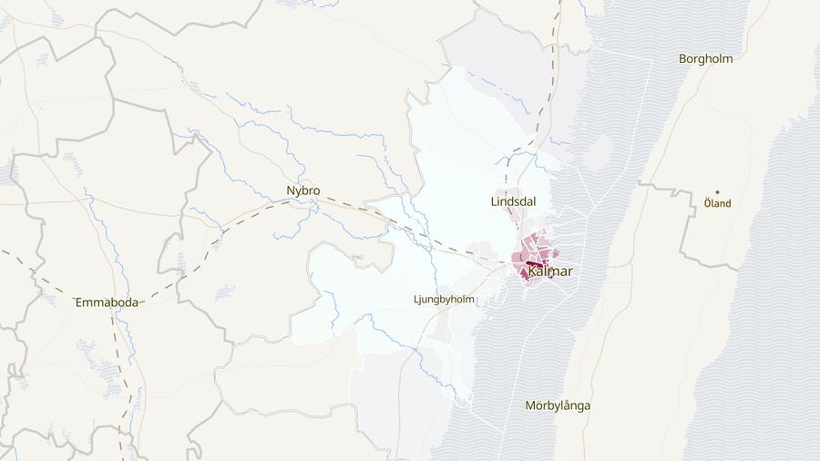 Karta över cykelstölder i Kalmar kommun