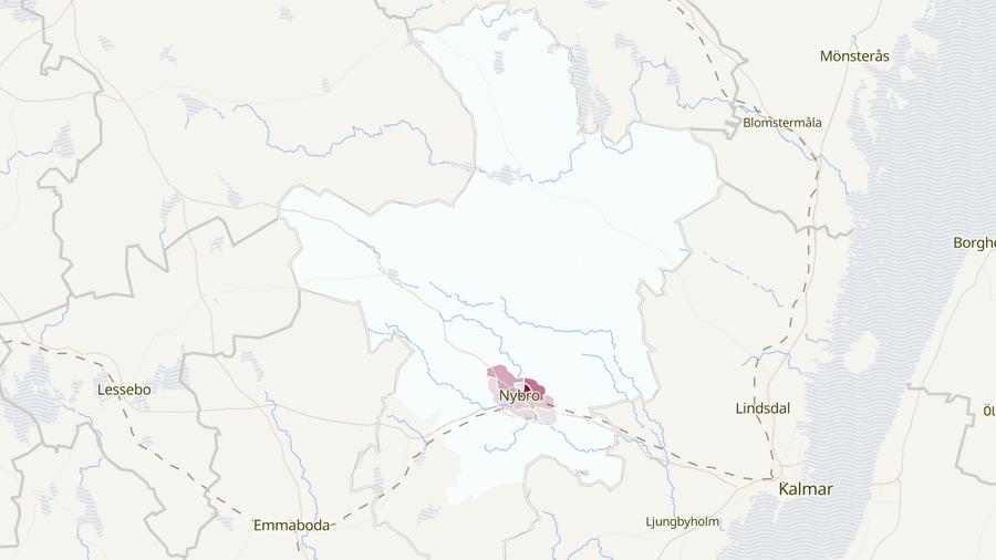 Karta över cykelstölder i Nybro kommun