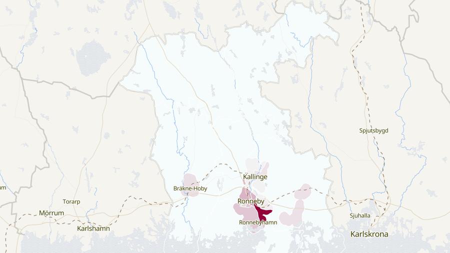 Karta över cykelstölder i Ronneby kommun