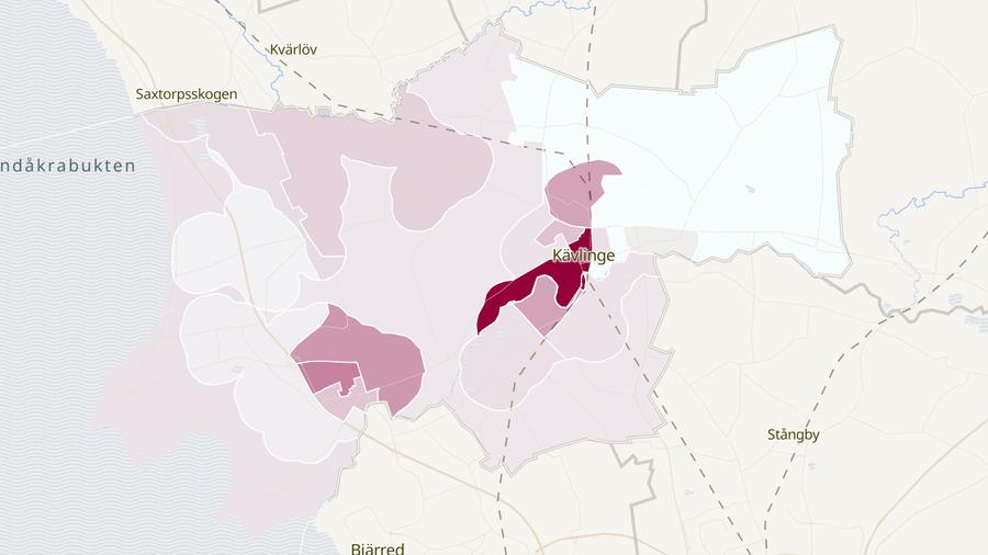 Karta över cykelstölder i Kävlinge kommun