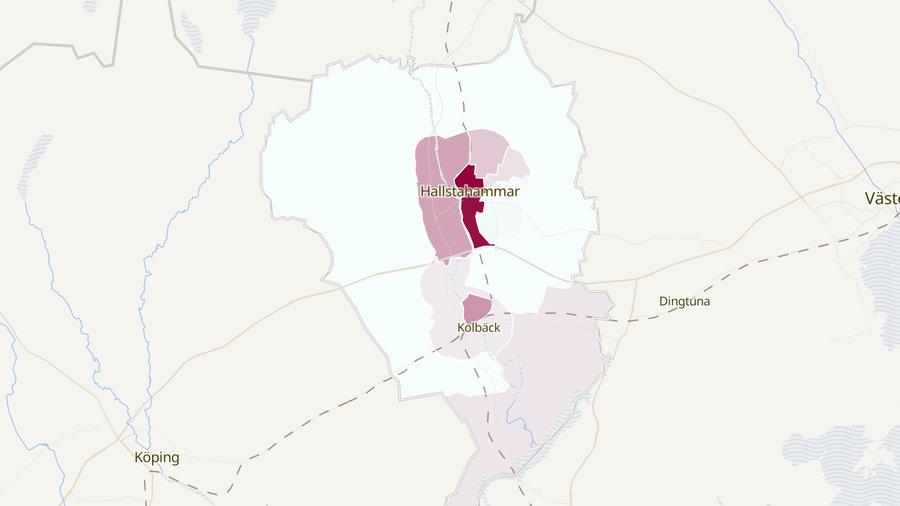 Karta över cykelstölder i Hallstahammars kommun