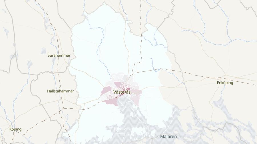Karta över cykelstölder i Västerås kommun