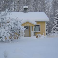 Fritidshus i snö
