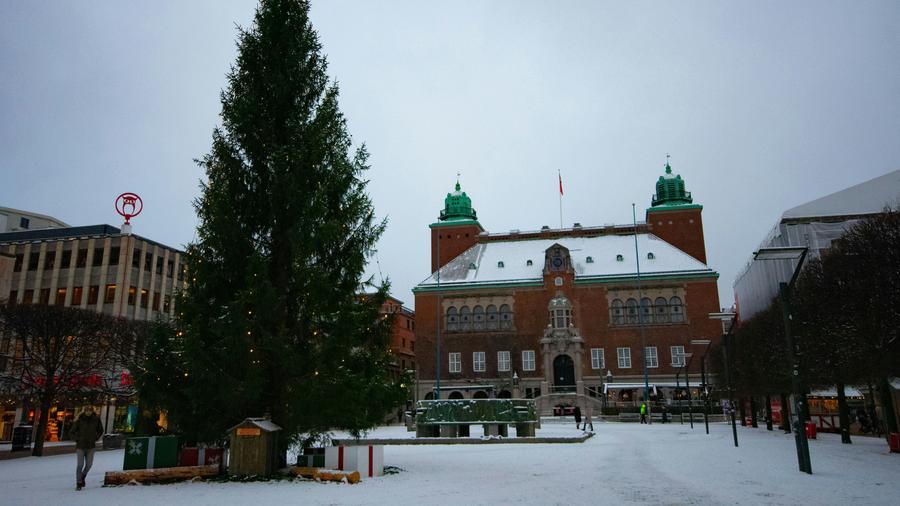 Julgran på torg